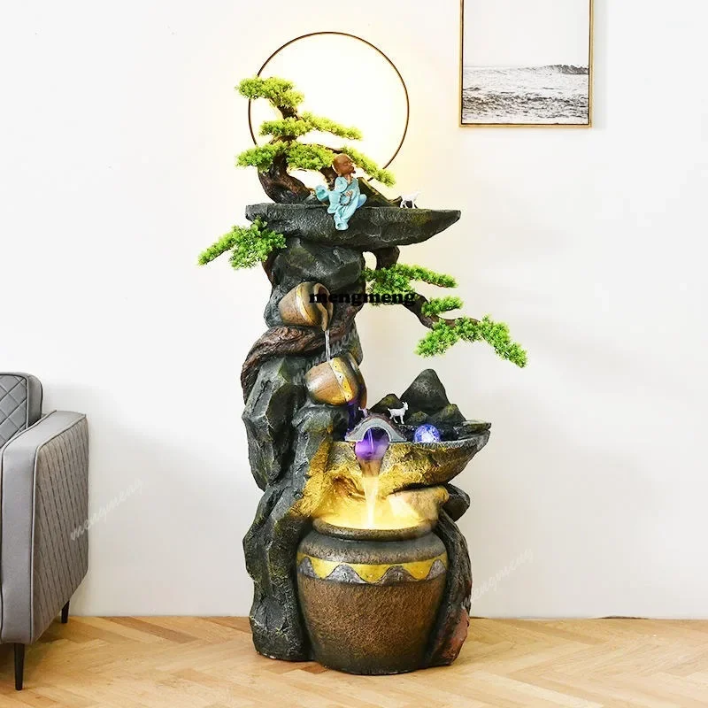 Y136 European Indoor and Outdoor Large Luminous Waterfall Ornaments Garden Home Decoration Fountain with Lights