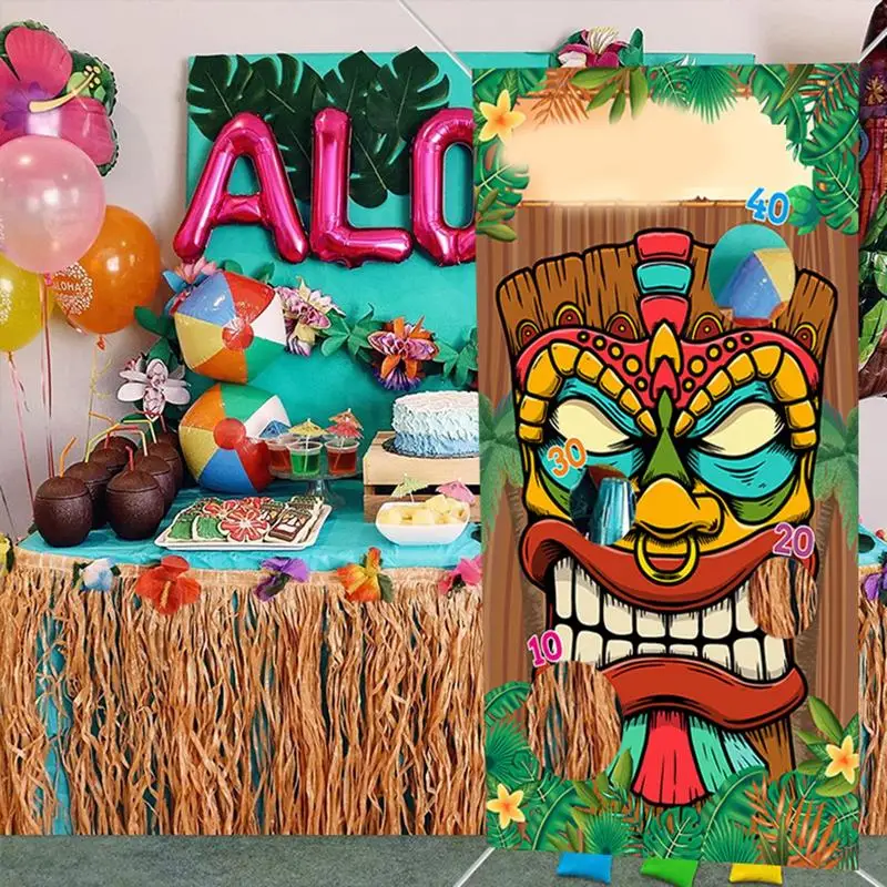 Hawaiian Aloha Toss Game Game Set Aloha Sign Flag Hawaiian Banner Hanging Flag Fun For Parties Outdoor Boys Girls Family Kids