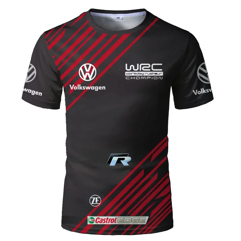 Camiseta deportiva de rally de coches para hombre, top transpirable con estampado 3D, cuello redondo, secado rápido, novedad de verano, 2024