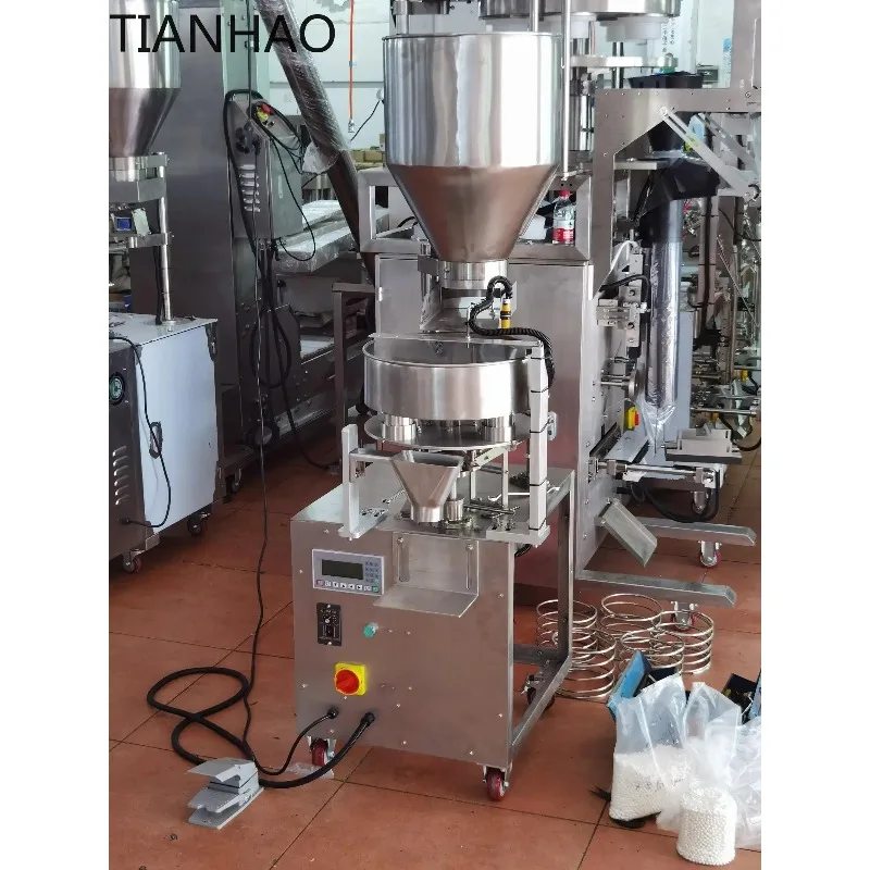 Vertical Semi-automatic Granule Small Coffee Candy Pouch Bottles Cans Bag Weighting Filling Packing Machine