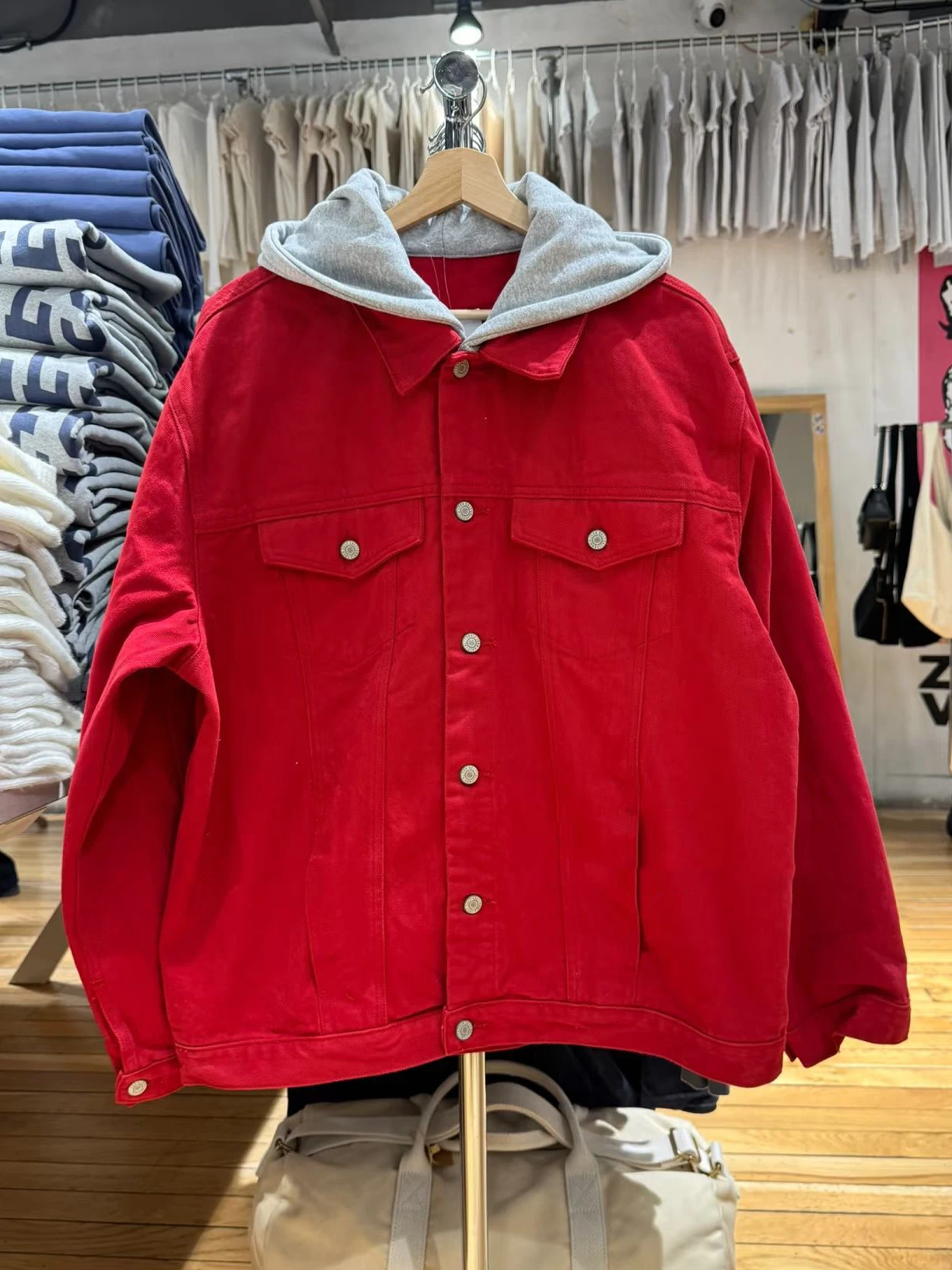 

Красные свободные куртки с капюшоном, женские зимние однобортные лоскутные пальто с капюшоном и длинными рукавами, винтажная уличная хлопковая верхняя одежда, топы