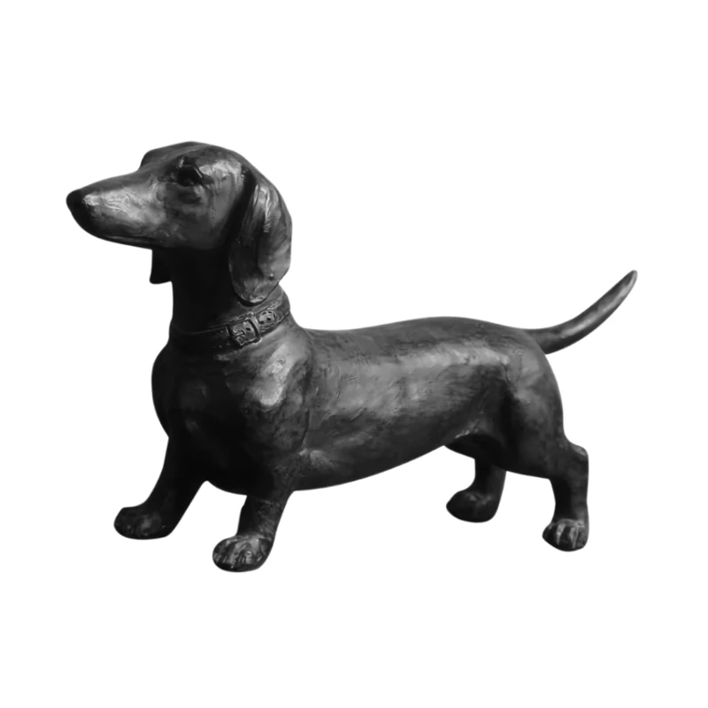 New Resins Ornament Dachshund Figurine Sclupture Standing Long Dog Animal Statue Outdoor Garden Dcorations Desktops Decors