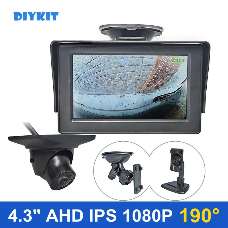 

DIYKIT 4.3inch AHD IPS Rear View Car Monitor Backup Monitor 190 Degree 1080P Starlight AHD Side View Car Camera for SUV MPV RV