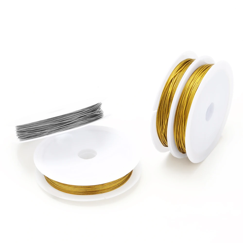 1 rollo de hilo resistente de 0,3/0,5/0,6mm, alambre de acero inoxidable para abalorios, cuerdas de joyería para fabricación de collares y pulseras DIY