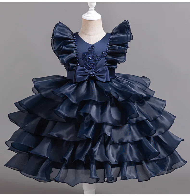 Vestido de Gala Princess Girl, vestido de criança, vestido em camadas, roupa infantil, casamento, Natal, 3 a 12 anos