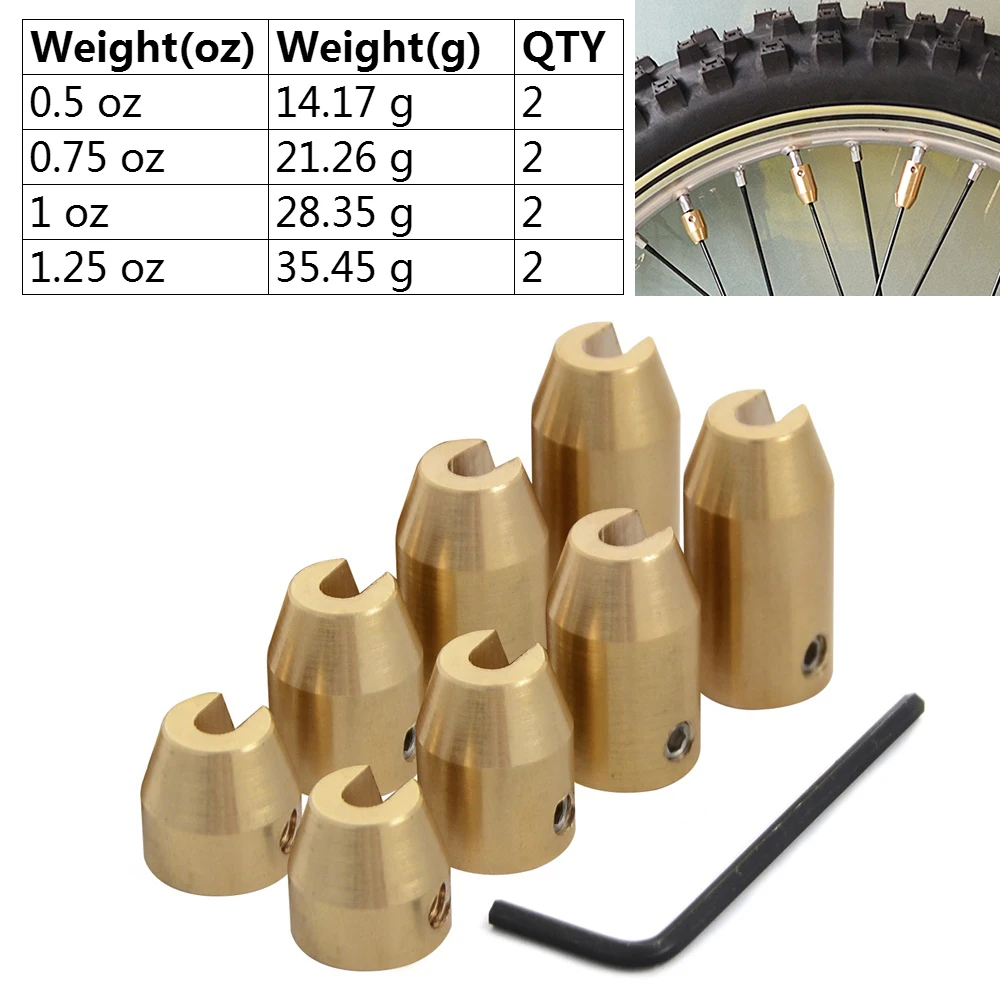 

8pcs Universal Brass Wheel Spoke Balance Weights for KTM Honda BMW Suzuki Yamaha Kawasaki Ducati Wheel Spoke Balancing Weight