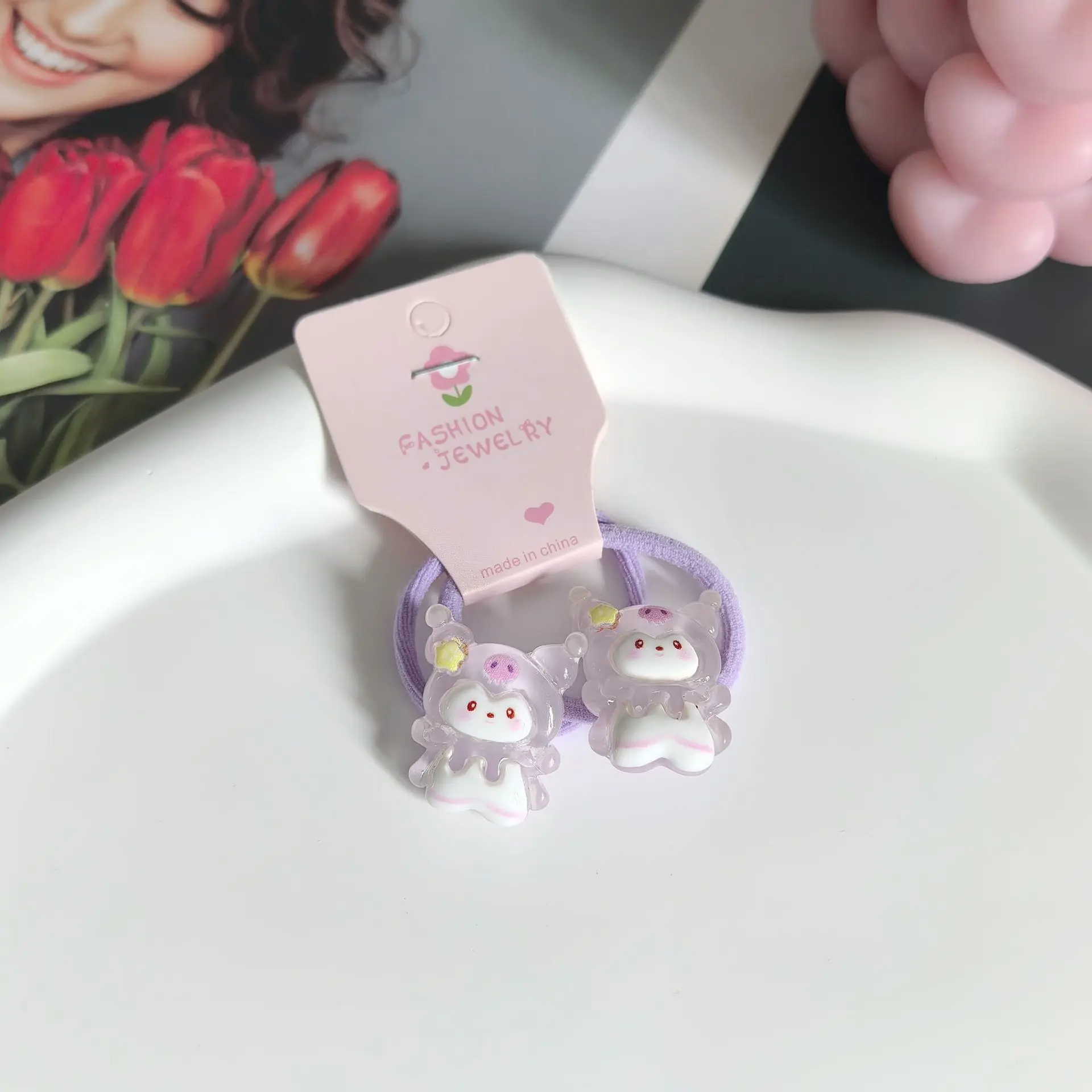 12PCS Kawaii Kitty Kuromi Hair Bands Anime Hair Rope High Elastic Headband for Girls Gifts for Kids