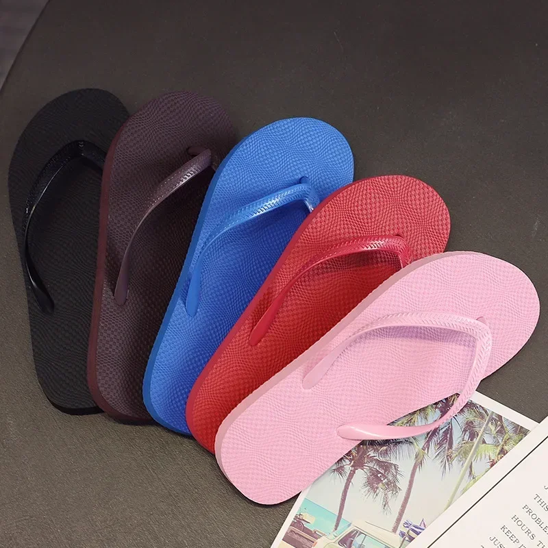 2024 Women Summer Slippers Solid Beach Flip Flops Anti-slip Slipper Casual Shoes Home Shoes Women Simple Comfortable Beach Shoe