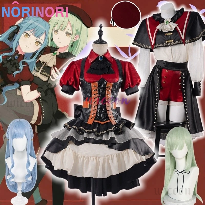 

Anime BanG Dream Mutsumi Wakaba Mortis Cosplay Costume Ave Mujica Wig Black Red Cloak Lolita Women Party Suit Halloween