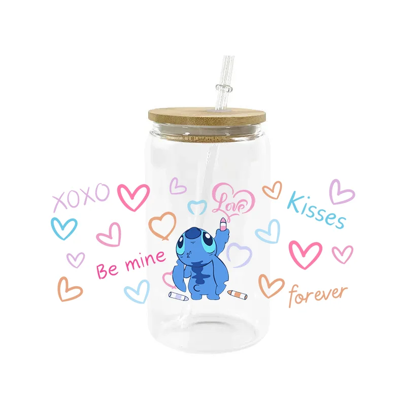 Mixed 3D Cartoon Stitch 16oz DTF Cups Cool Personalize UV Wrap Transfer Sticker Custom Labels DIY Logo Selfadhesive Waterproof