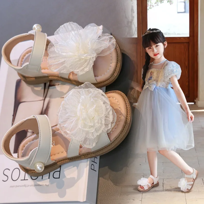 

Children's Sandals 2025 Summer New Fashion Flower Girl's Princess Sandals Soft Bottom Anti Slip Baby Kid's Casual Beach Shoes