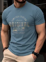 Men's Summer 100% Cotton Casual Fashion Retro Letter Printed Loose Breathable Round Neck Short Sleeve T-shirt 3