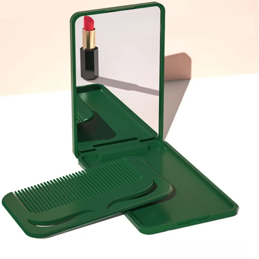 Flip Type Comb Mirror Set Mini Solid Color Makeup Mirror with Comb Vanity Mirror Fold Folding Compact Pocket Mirror