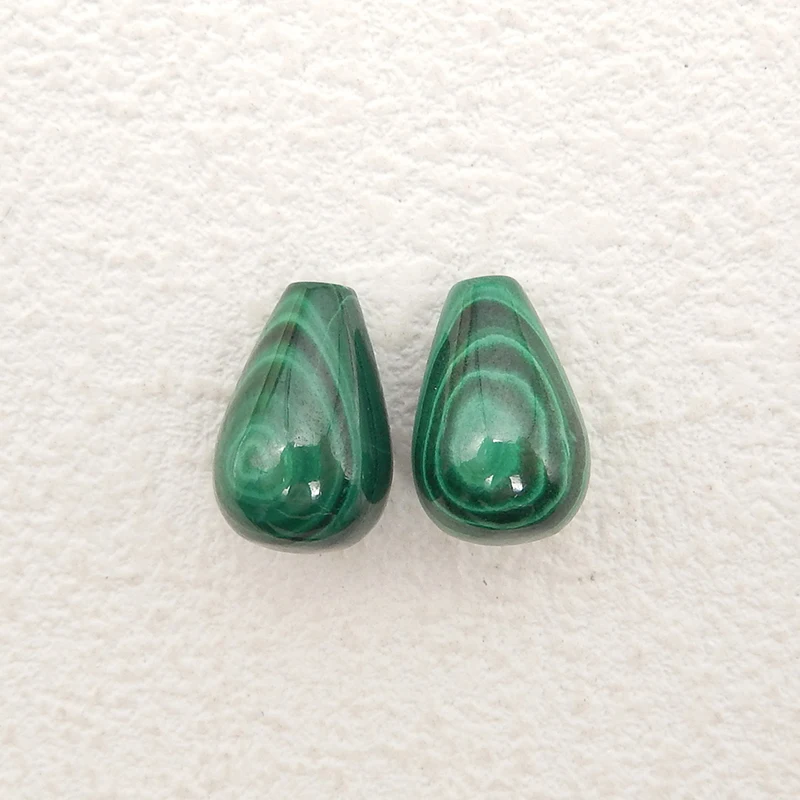 Semiprecious Stones Jewelry Natural Malachite Drilled Earring Bead Accessories For Women,17x12mm,2.8g (Top Half Drilled)