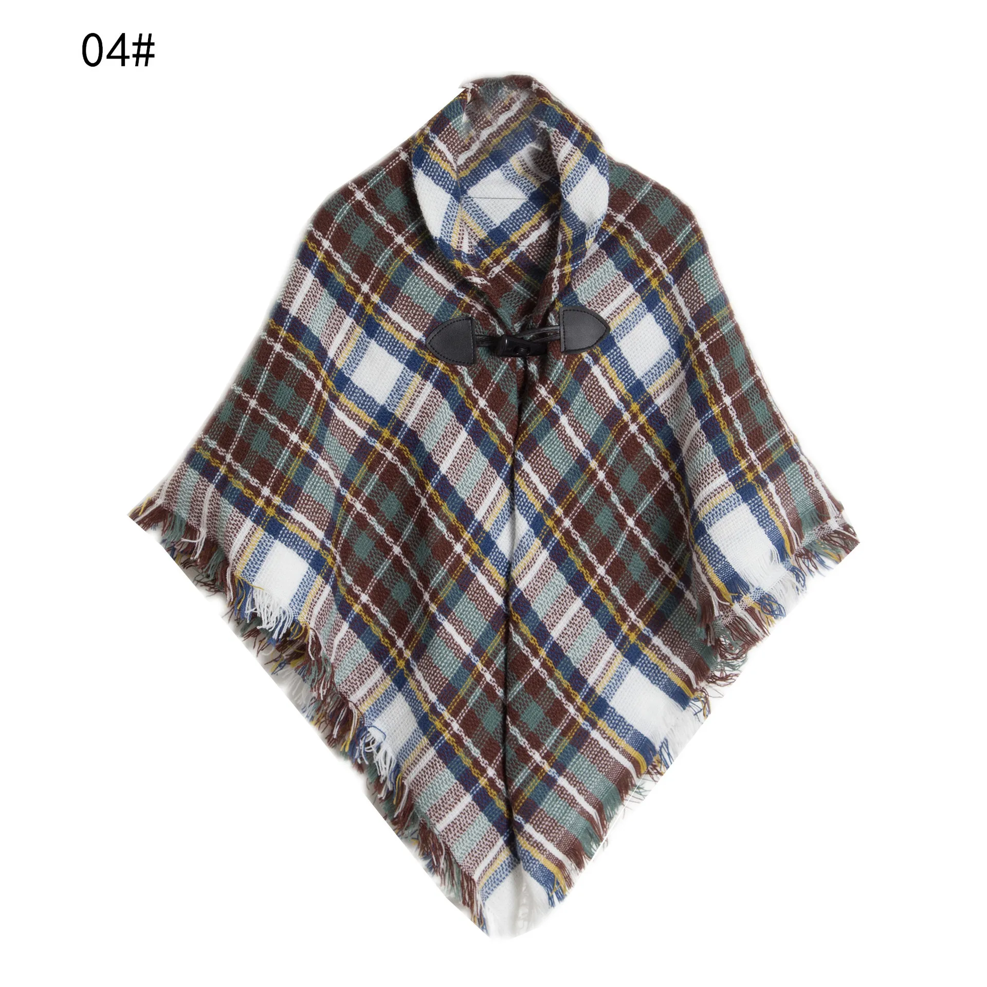 Filles enfants gland Plaid enveloppes écharpe automne hiver tricoté chaud châle enveloppes pull chandails enfant corne bouton Poncho Cape Cape