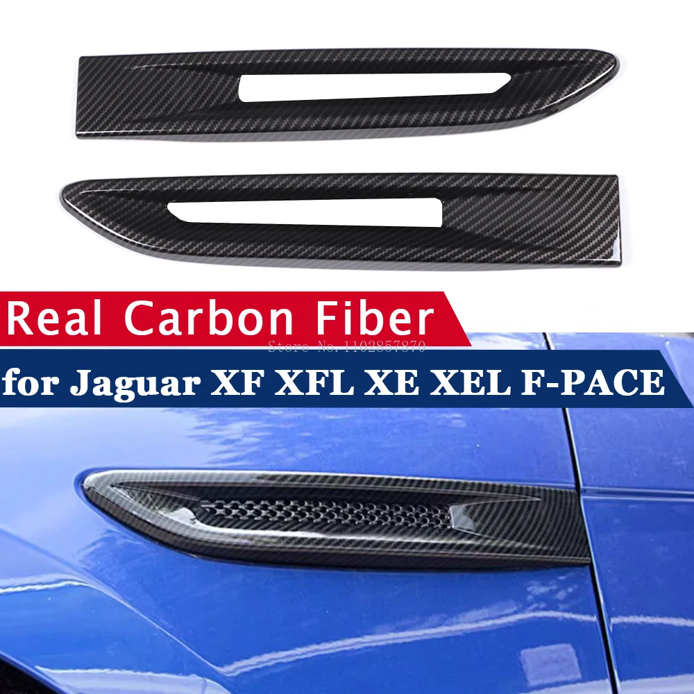 

For Jaguar XF XFL XE XEL F-PACE Car Accessories Real Carbon Fiber Fender Air Outlet Emblem Trim Sticker Exterior Trim Bodykit