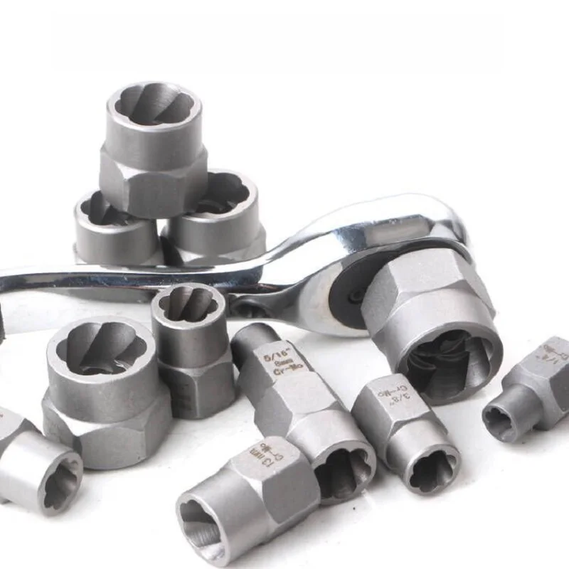 14pcs Damaged Screw Extractor Drill Bit Kit Broken Nut Extractor Bolt Remover Extractor Car Tools Set 6.35-19mm in Tool Box