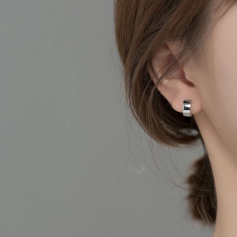Modian Ear Hoops 925 Sterling Silver Luxury   Black Mature Hoop Earrings for Women Wedding Engagement Jewelry Gifts Accessories