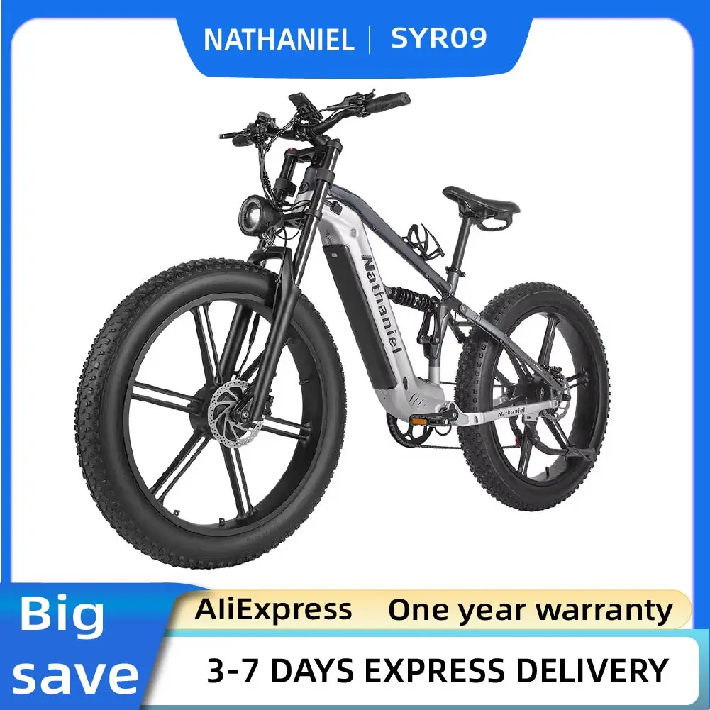 Vélo de montagne électrique Nathaniel SYR09, 1000W * 2 moteurs, vélo électrique pour adultes, pneus larges 26x4.0 pouces, vélo tout-terrain
