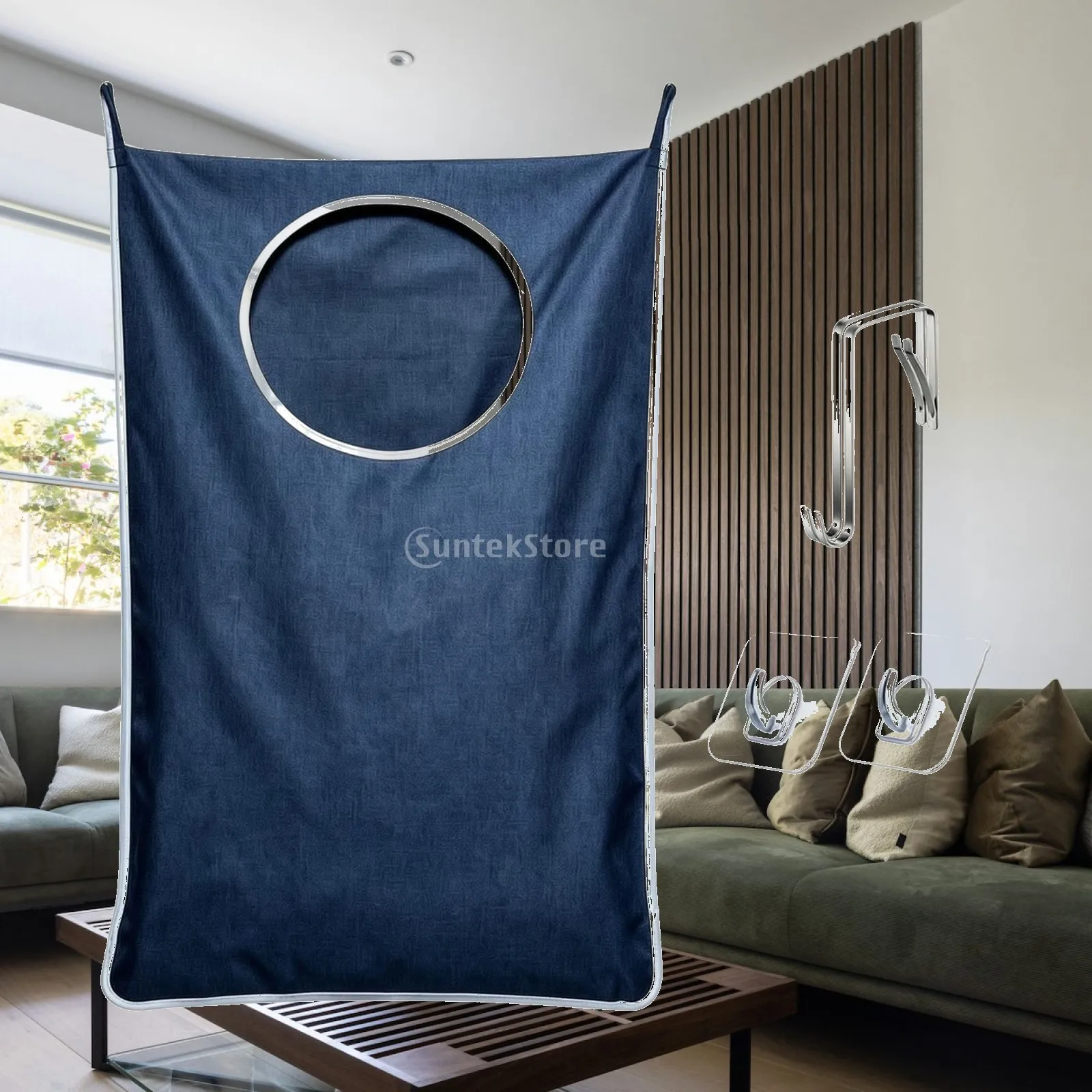 Large Door Hanging Laundry Hamper with Zipper Bottom for Easy Emptying into Washing Machine Basket
