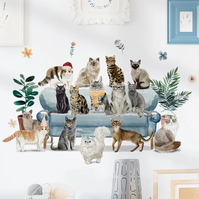 

Cartoon Wall Sticker For Children Cat Pet Store PVC Room Decor Stickers Home Decoration Accessories Self-Adhesive Wallpaper