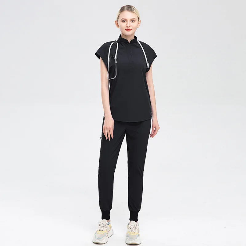 半袖手洗い服セット夏弾性速乾手術服女性の美容院制服ナース