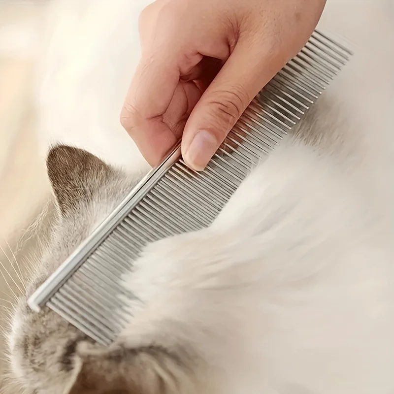 Dog Hair Removal Comb, Stainless Steel Multi-Colored Pet Grooming Comb, Gently Removes Loose Knotted Hair Dogs Cats Cleaning