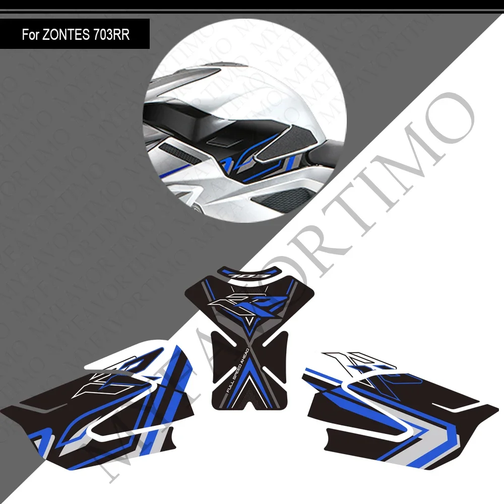 For Zontes ZT703-RR ZT-703RR ZT 703RR Adventure moto Bike Tank Pad TankPad Cap Grips Gas Fuel Knee Stickers Decals Protector 3