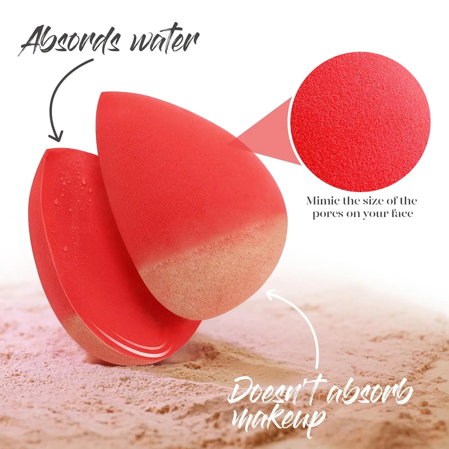 5 Pcs Latex-Free Makeup Sponge Set for Blending Foundation, Cream, Powder. Enhances Makeup Application