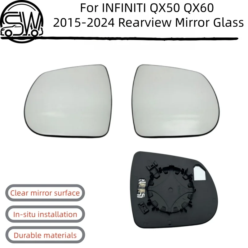 

For INFINITI QX50 QX60 2015 2016 2017 2018 2019 2020 2021 2022 2023 2024 Auto Side Door Heated Convex Car Rearview Mirror Glass