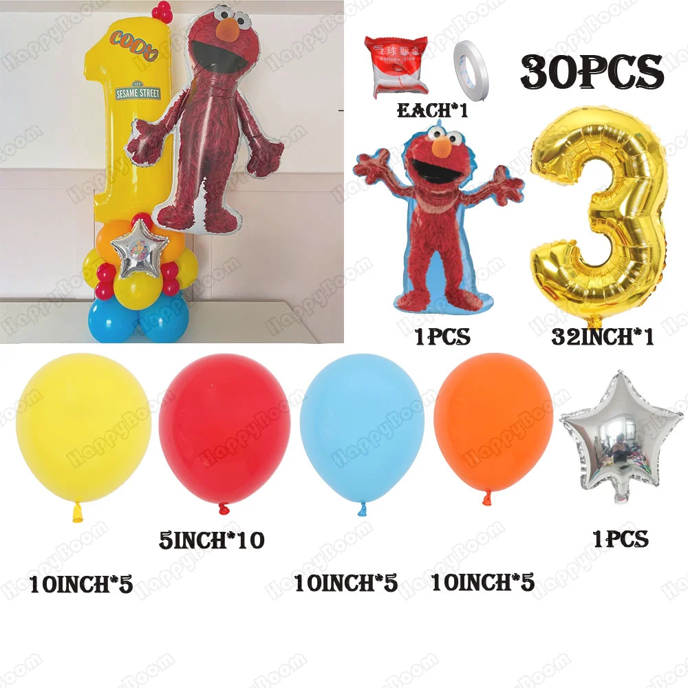 30 قطعة لطيف السمسم الشارع موضوع ديكور الحفلات إلمو بالون لوازم الحفلات الكرتون احباط بالون طفل عيد ميلاد سعيد ديكور حفلات اللعب #4