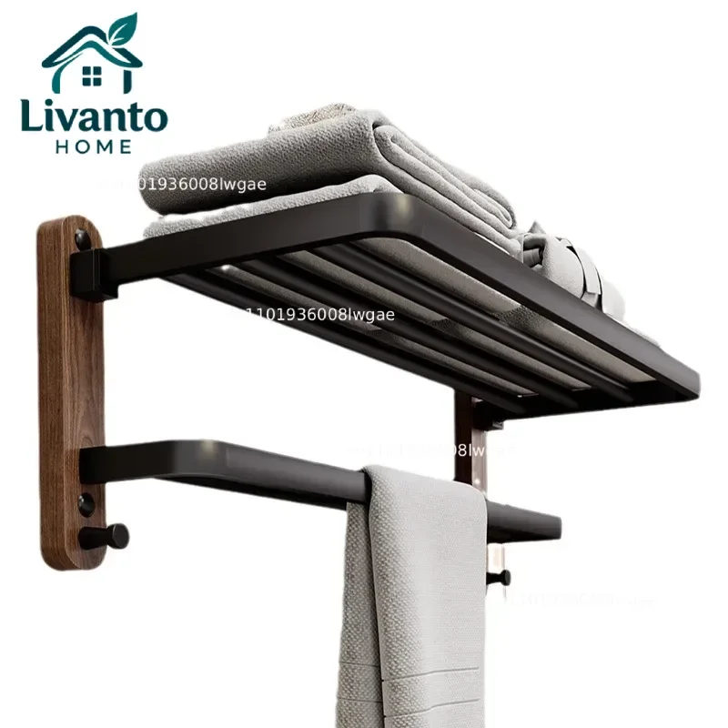 

Walnut bathroom towel rack, high-end bath towel storage rack, bathroom shelf, bathroom pendant