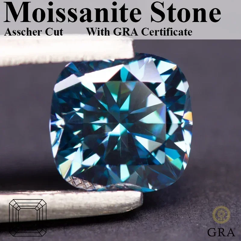 

Blue Color Cushion Cut Wholesale Moissanite Stone Sapphire Gemstone DIY Diamond for Charms Fine Jewelry Making with Certificat