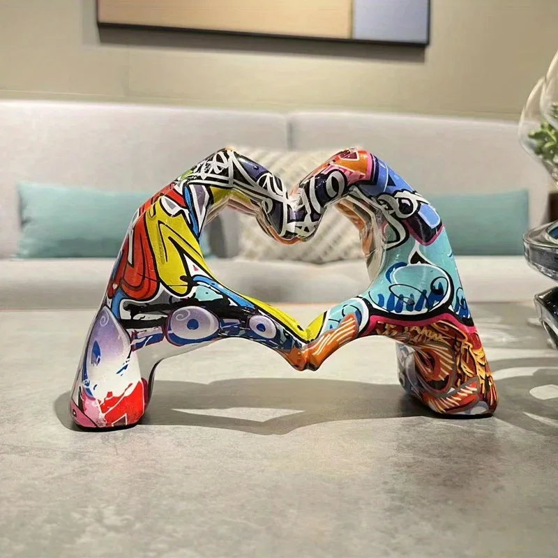 Colorful Gesture Decoration, Love Finger Statue Modern, Modern Art Sculpture Personalized Finger Home Decoration