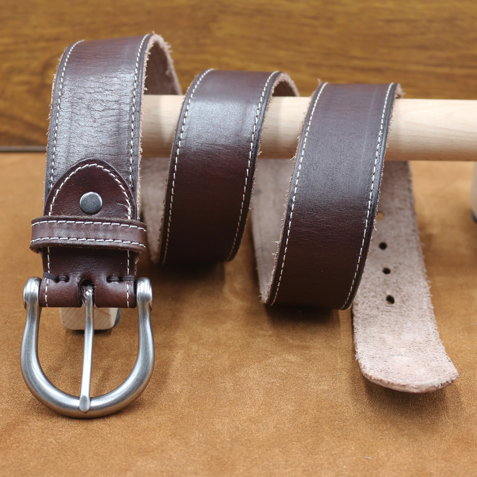 Vintage 100% Genuine leather Belt for Men High Quality Natural Cow Leather Men\'s Belt Male Strap for jeans or pants