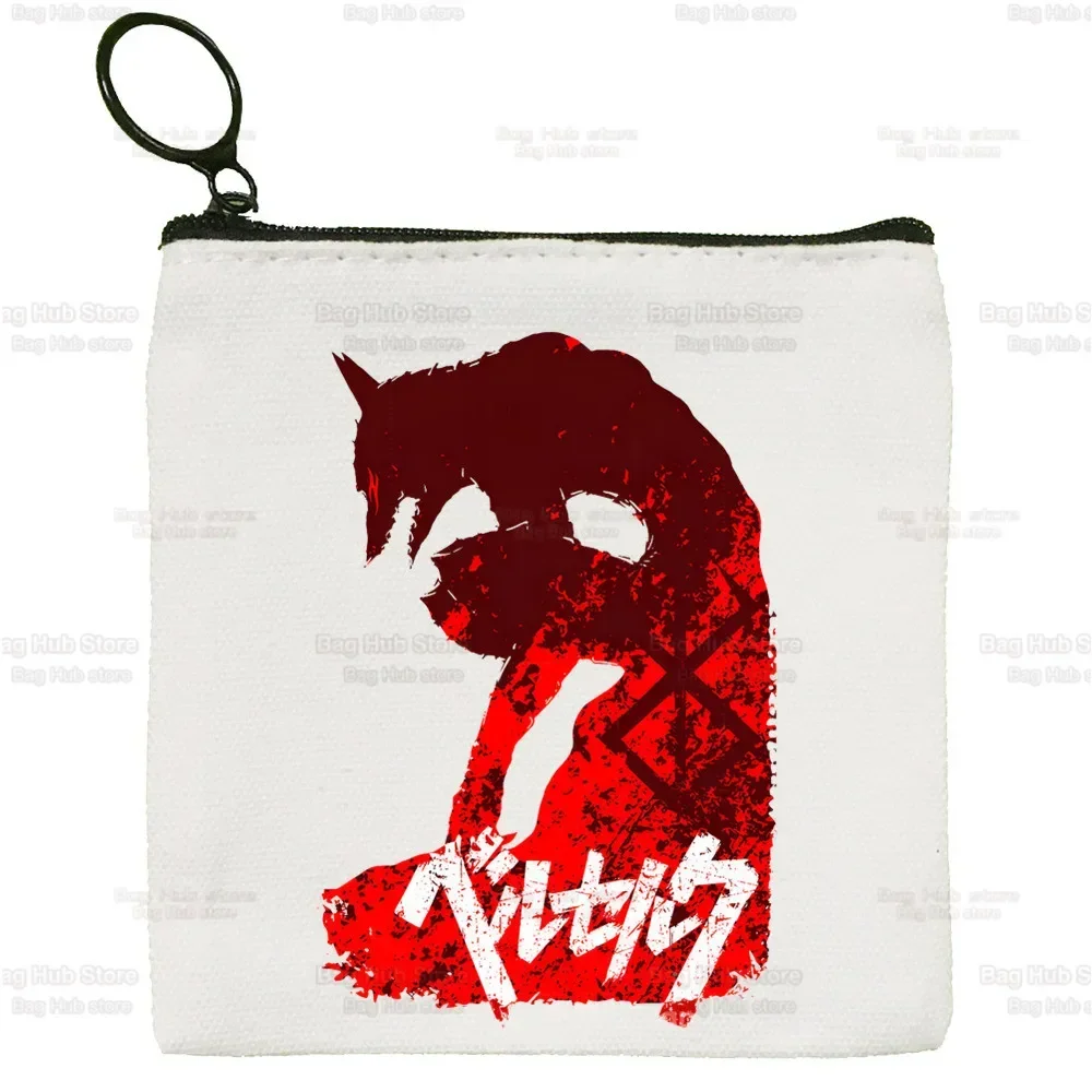 Berserk Vintage Manga Female Student Canvas Cute Key Bag Mini Clutch Small Purse Guts Griffith Cool Manga Simple Coin Purse