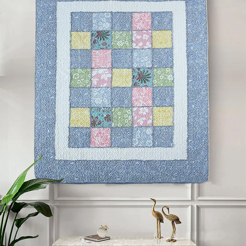 Floral Cotton Quilt Throw Blanket Twin Size 150x200cm Patchwork Bedspread Lightweight Summer Coverlet Sofa Cover Home Decor