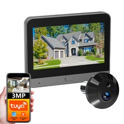 3MP Tuya Smart WiFi Digital Door Magic Eye Peephole Viewer No Red Night Exposure Vision PIR Camera Alexa Google Wide View 140°