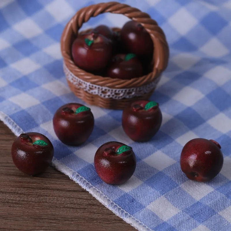 3pcs Mini Fruits Apple Persimmon Pear Mango Resin Model 3D Simulation DIY Resin Accessories Craft Ornament Decoration Home Decor