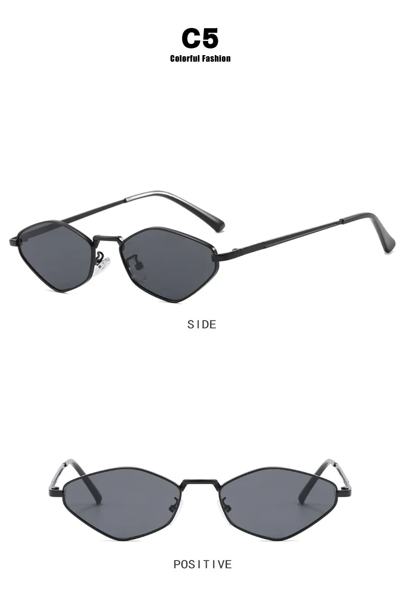Modische Damen-Sonnenbrille mit Kleinem Polygonrahmen, Markendesigner Metallrahmen-Brille mit UV400-Schutz, Oculos – Detail 14