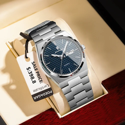 POEDAGAR, reloj de pulsera de acero inoxidable para hombre con fecha y semana a la moda de alta calidad, relojes de cuarzo luminosos resistentes al agua para hombre