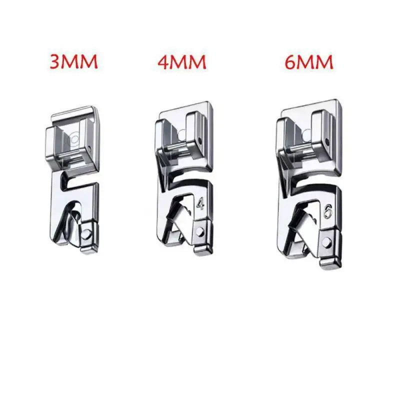 3mm, 4mm 6mm Narrow Rolled Hem Presser Foot Set for Sewing Machine Singer, Brother, Babylock, Euro-Pro, Janome