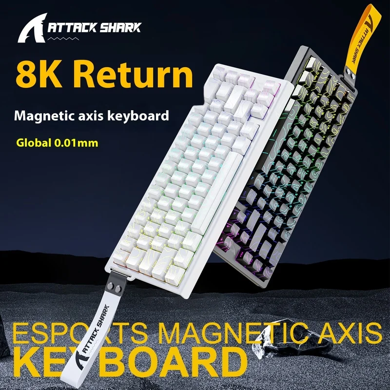 

New Attack Shark X68he Mechanical Keyboard Wired Rgb Esports Low Delay Adjustable Bond Path Side Engraved With Magnetic Axis