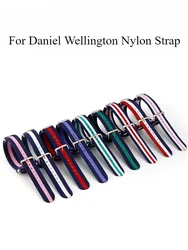 For Daniel Wellington Contrasting Color Men's and Women's Pure Black Blue White and Red Breathable Nylon Watchbands 18 20 22mm