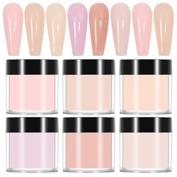 6Jars/Set Nude/Pink Nail Art Acrylic Powder Net-8g French Extension/Carving/Dipping Crystal Pigment Long-Lasting Manicure Dust #