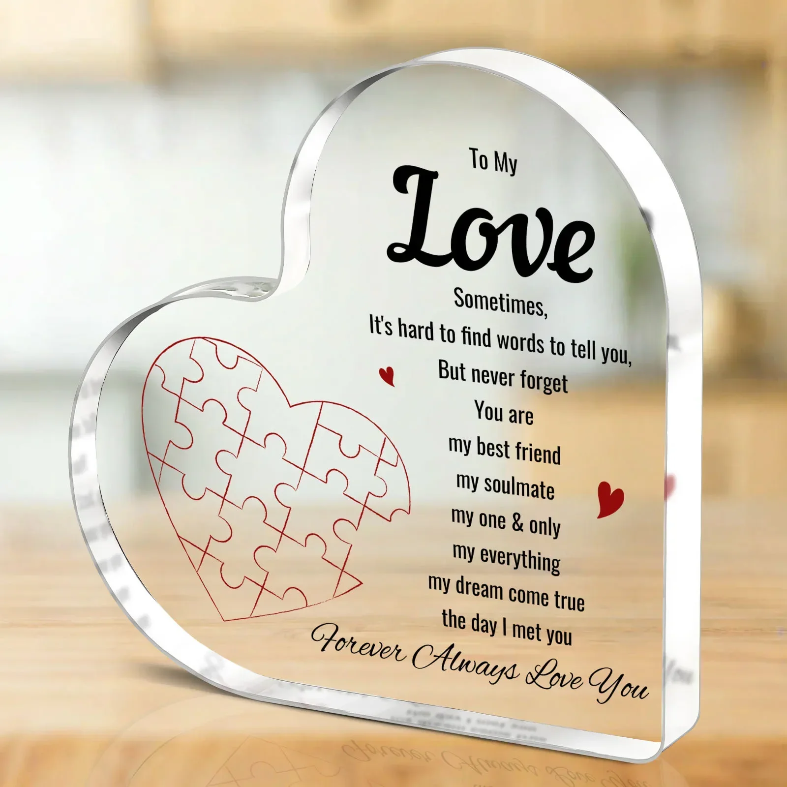 Puzzle Heart Love Quote Acrylic Plaque Gift For Husband Wife Girlfriend, Husband Gift for Valentine Anniversary, Christmas Decor for Boyfriend