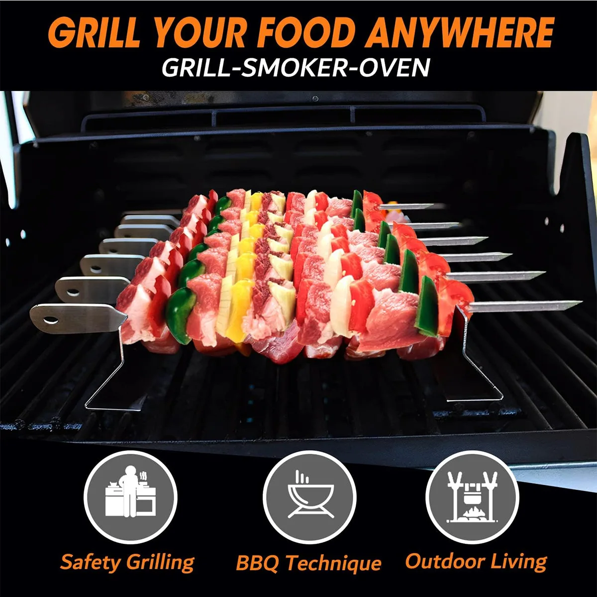 ملحقات الشواء، حامل أسياخ شواء من الفولاذ المقاوم للصدأ قابل للطي للشوي #5