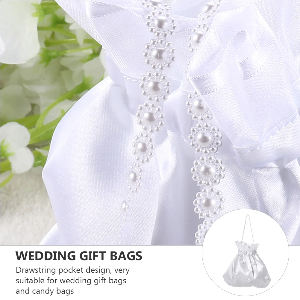 

2Pcs White C y Bags Drawstring Pocket Wedding Party Wedding C y Bags Gift Storage Cloth Durable Beautiful