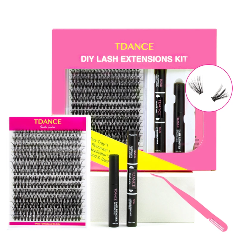 TDANCE-Kit de extensiones de pestañas, Kit de mezcla de 280 piezas, 30D/40D, accesorios de sellado y removedor, autoinjerto en casa