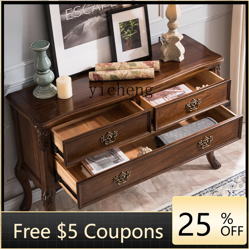 

GZ American solid wood entry porch cabinet end view table aisle wall decorative cabinet locker